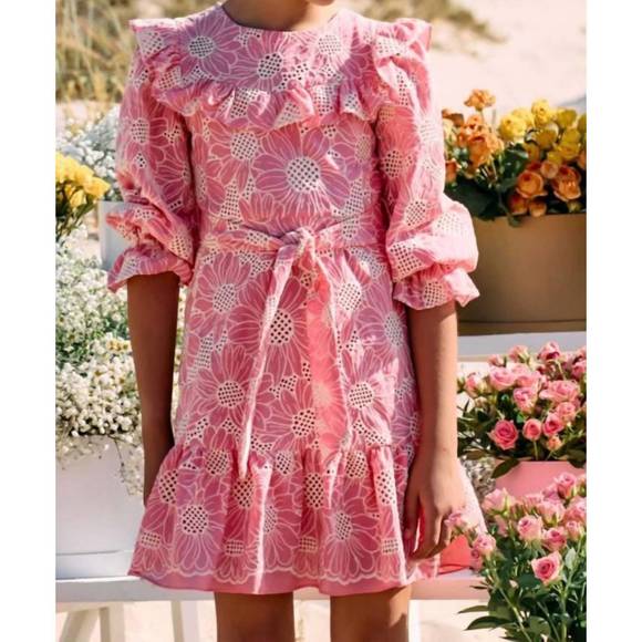 NEW PATACHOU kid's embroidered dress in pink